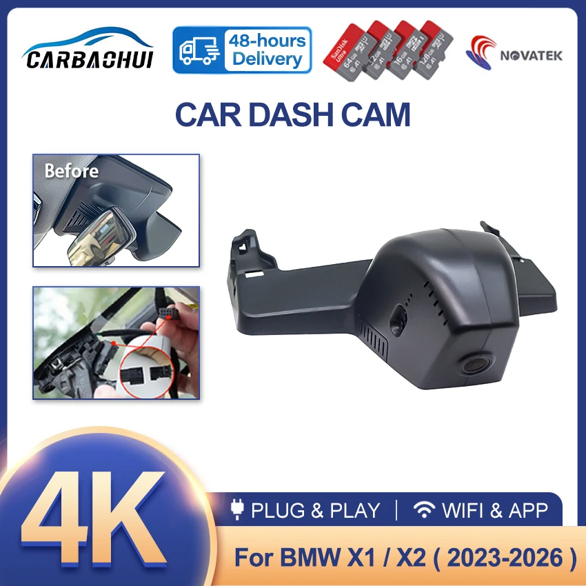 

Видеорегистратор 4K Plug and Play для BMW X1 iX1 U11 (2023-2026), для BMW X2 (U10) (2024-2026), OEM-камера с Wi-Fi, автомобильные аксессуары