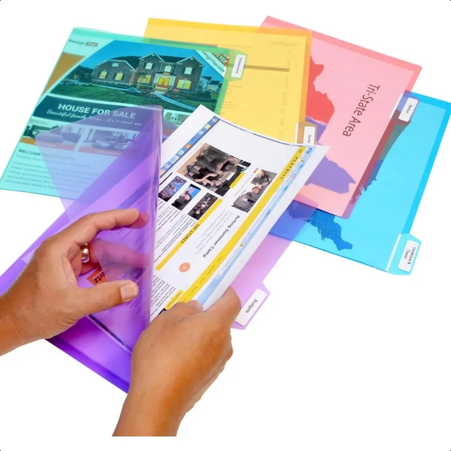 

PocketFile Clear Poly Document Folder Project Pockets 5thCut Letter Size in 5 Assorted Colors Set of 25