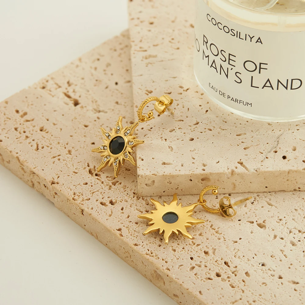 

ENFASHION Aretes Para Mujer Sunflower Drop Earrings For Women Stainless steel 18K Plated Gold Fashion Jewelry Dating E241597