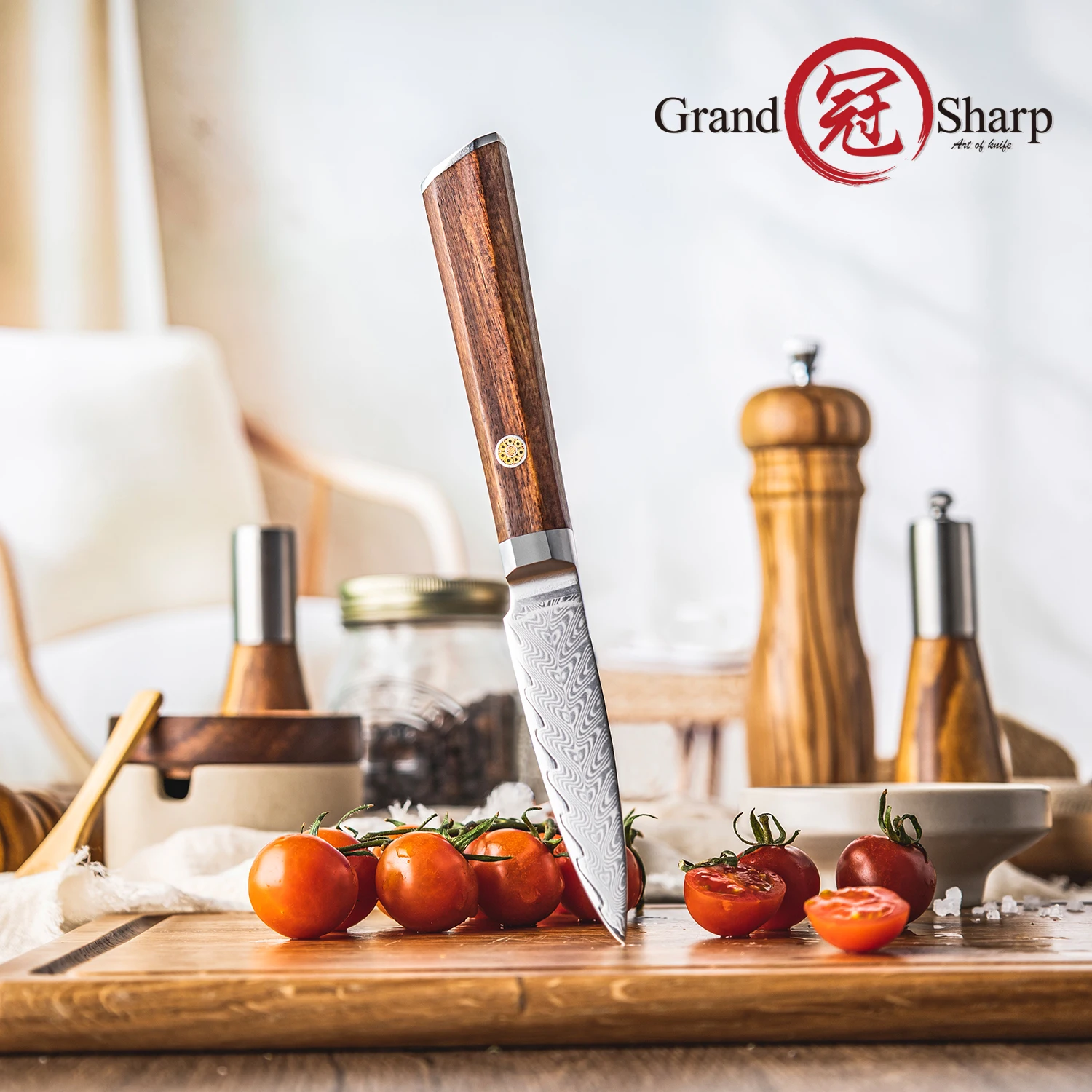 

Grandsharp Chef Knife Paring Peeling Kitchen Knives Japanese Damascus Steel Cooking Tools Tomato Steak Knife Cookware Cutlery