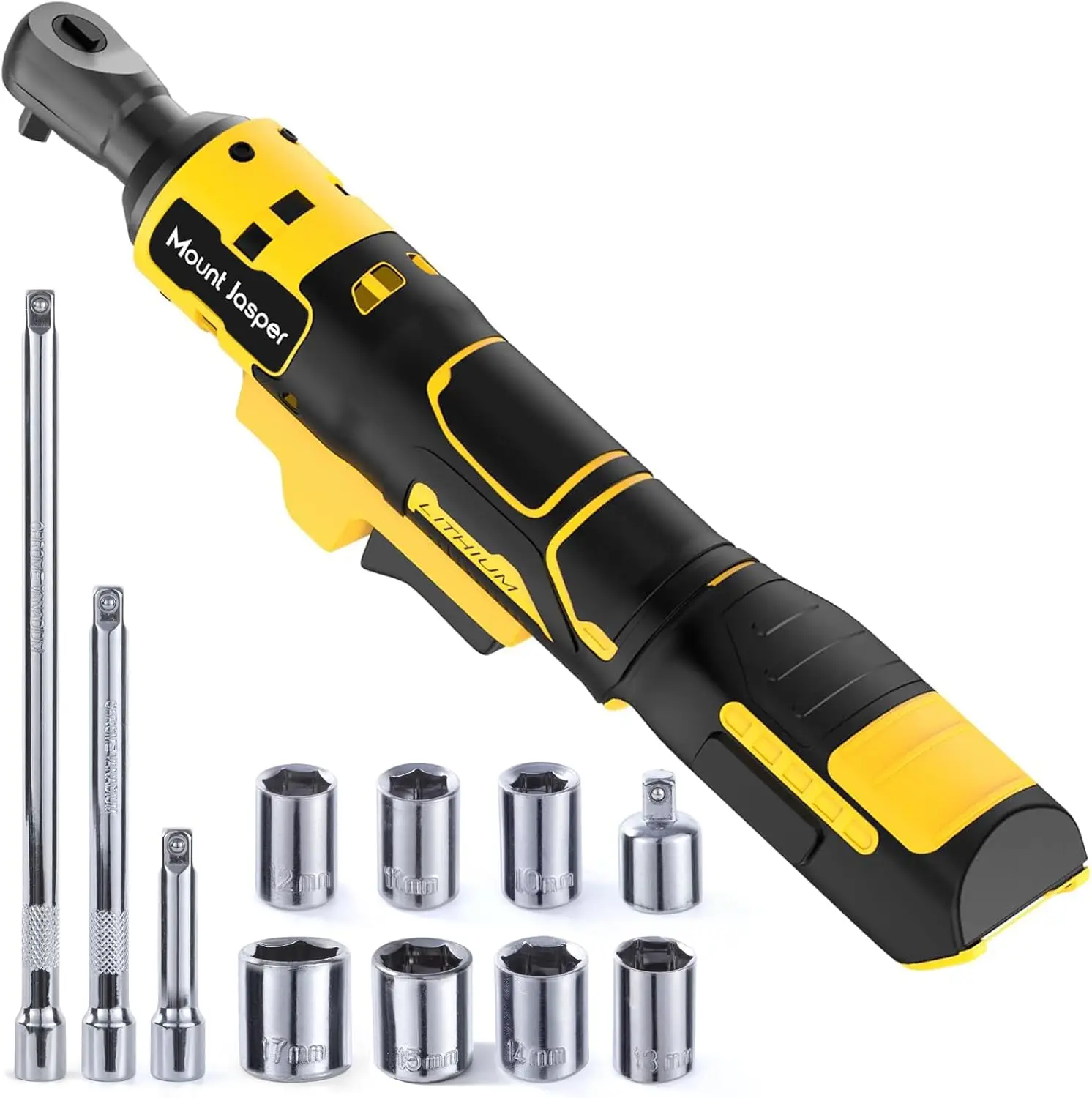 مفتاح ربط بسقاطة لاسلكي بدون فرش 3/8 بوصة - عزم دوران 75 قدم رطل، 300 دورة في الدقيقة، ضوء LED، يتضمن محول وملحقات