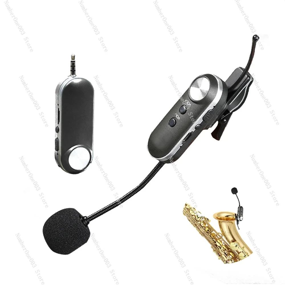

UHF Wireless Saxophone Microphone Camera Transmitter Receiver Clip-on Condenser Microphone for Horn Trumpet Clarinet Cello