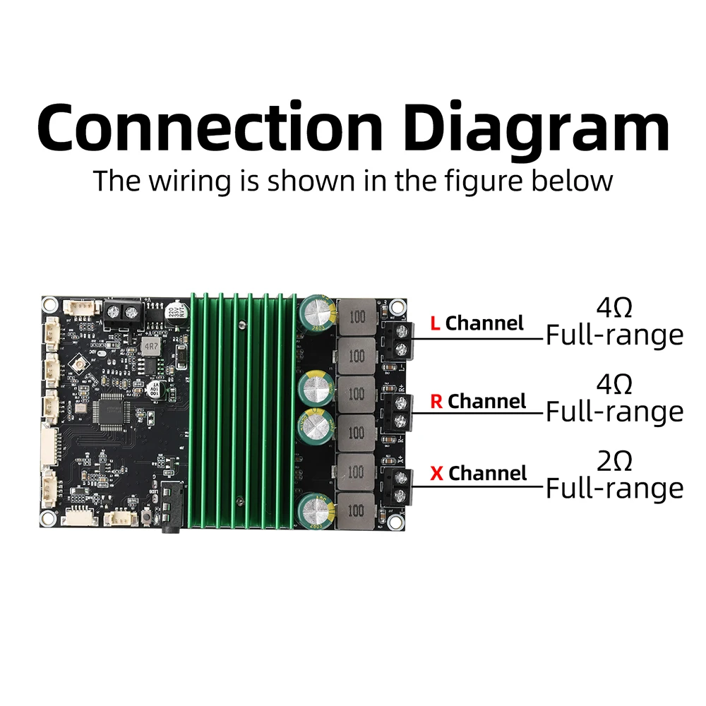 TPA3116 Bluetooth 2.1-Kanal-Verstärkerplatine, hohe Leistung 2x50W+100W 2x150W mit mobile App-Tuning für Heimkaraoke, Auto-Audio, DIY – Detail 20