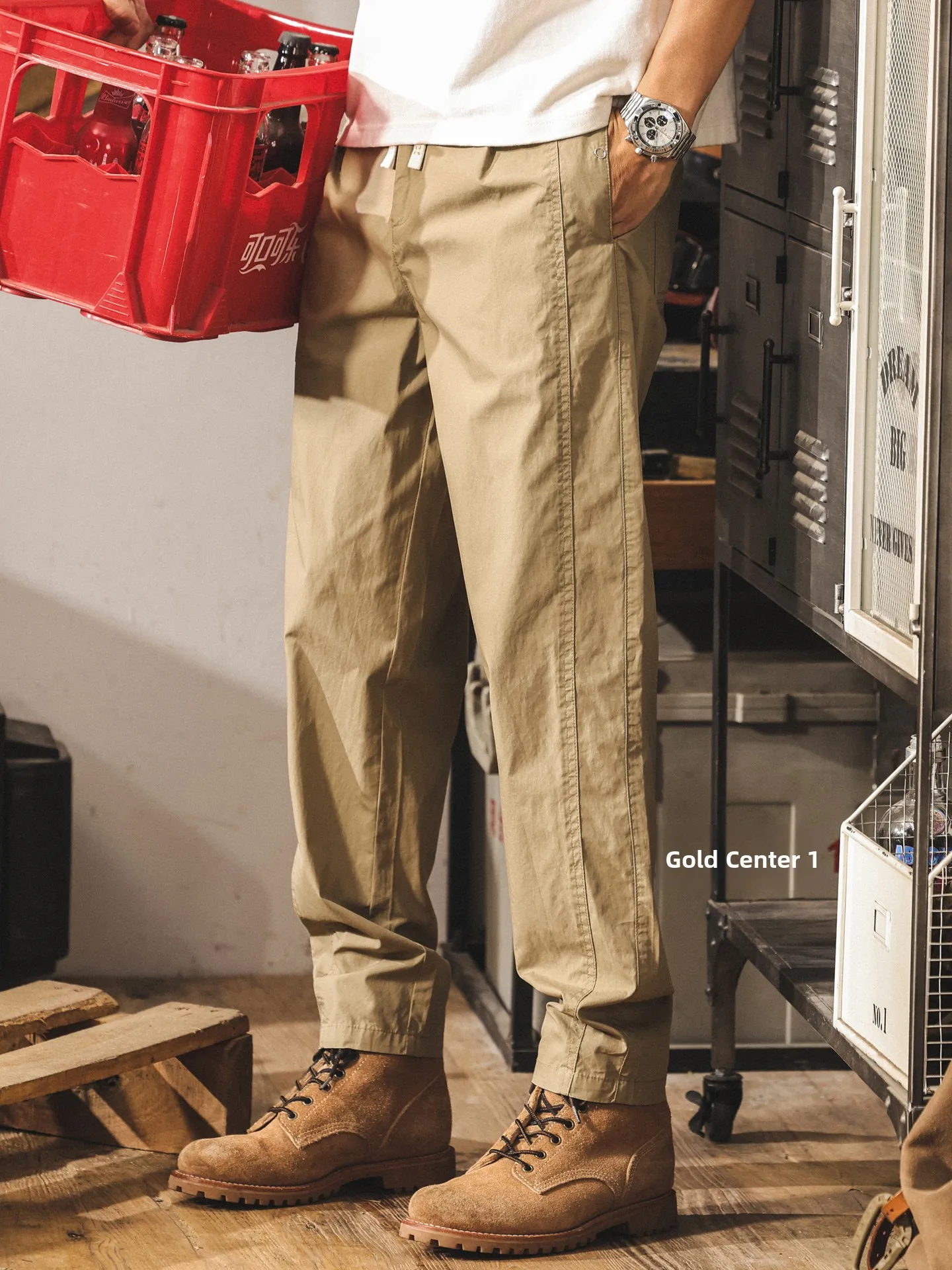 

Khaki Ice Silk Casual Pants Men's Summer Ultra-Thin Loose Pure Cotton Straight Leg American Workwear Long Trousers