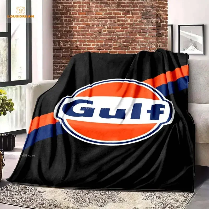 GULF Motorcycle LOGO Printing Blanket Cute Blanket Soft and Comfortable Blanket Warm Blanket Flange Blanket Birthday Gift