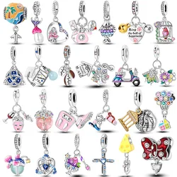 Silver Plated Dangle Charms Bee Yoga Cross Pendant Fit Original Pandora Bracelet Jewelry Making Woman Gift