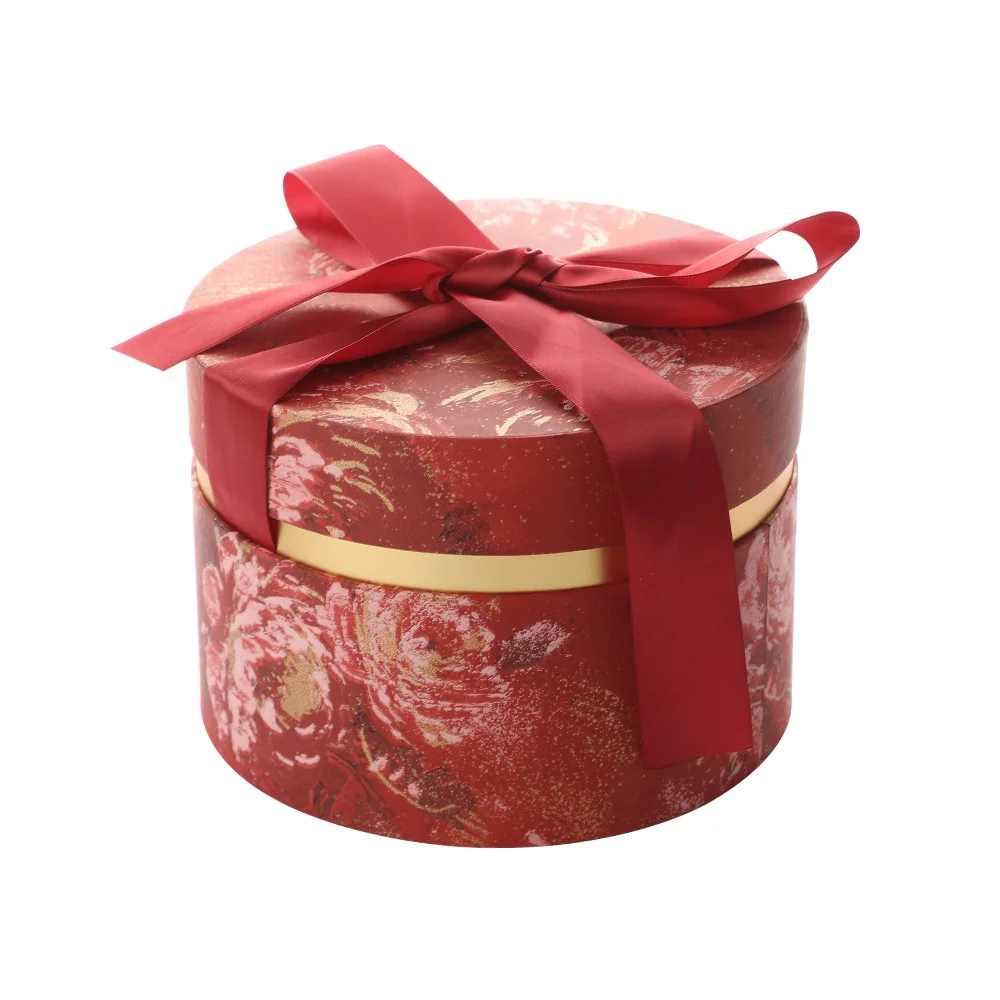 

Wedding Candy Box With Bow Ribbon Round Gift Packaging Boxes Jewelry Container Wedding Party Favors Supplies