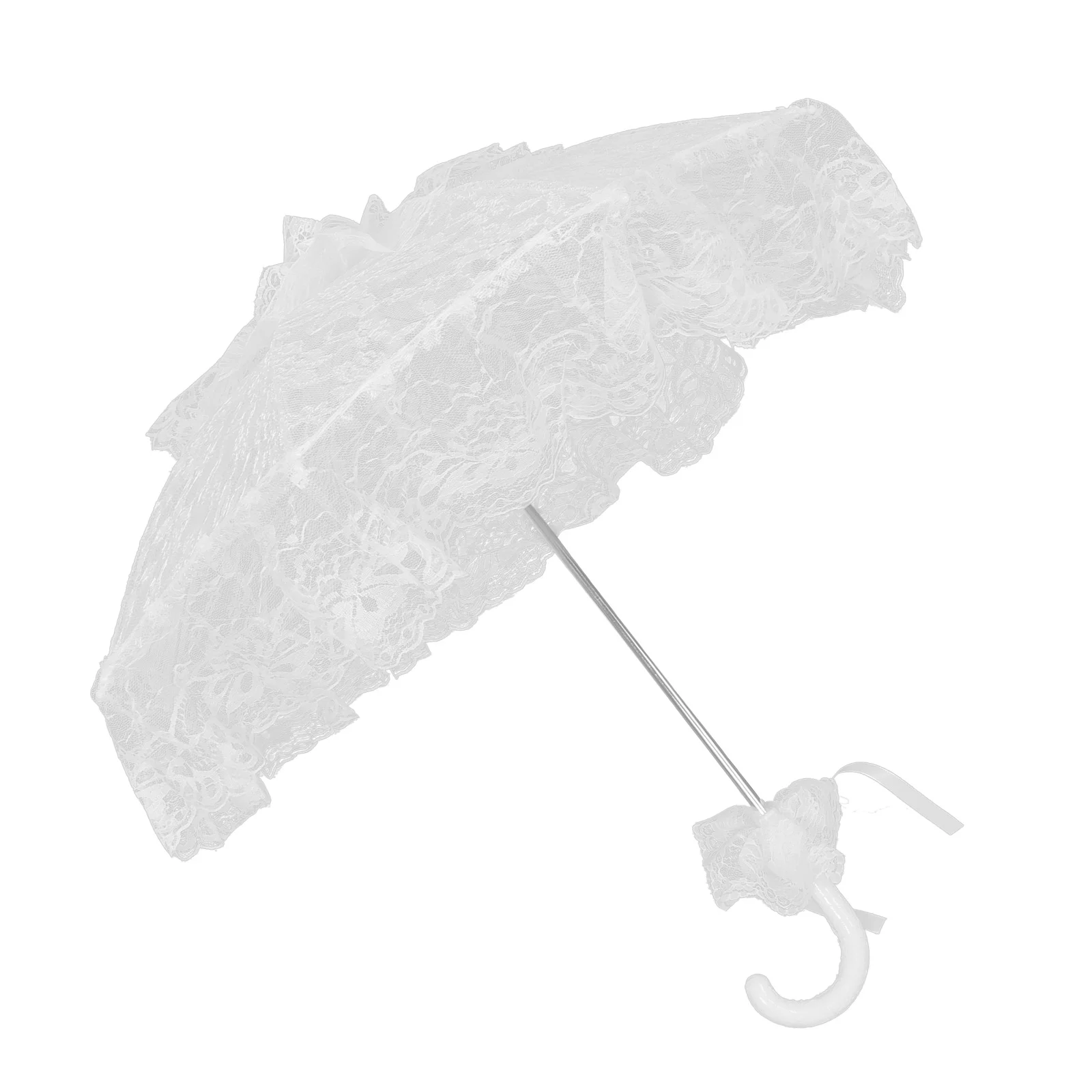 

White Lace Parasol Wedding Bridal Umbrella Lightweight Outdoor Sun Protection Vintage Lace Photography Prop Parasol Wedding