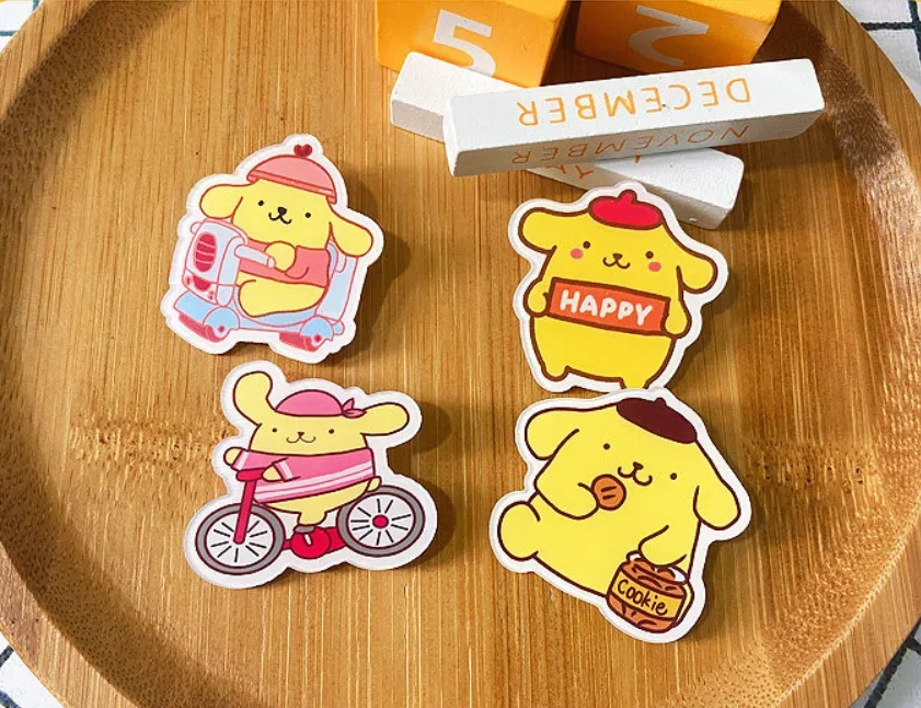 Sanrio PompomPurin Brooch Hello Kitty Version of Cute Sanrio Emblem Student Backpacks Clothes Decorative Gift Anime Pins Brooch