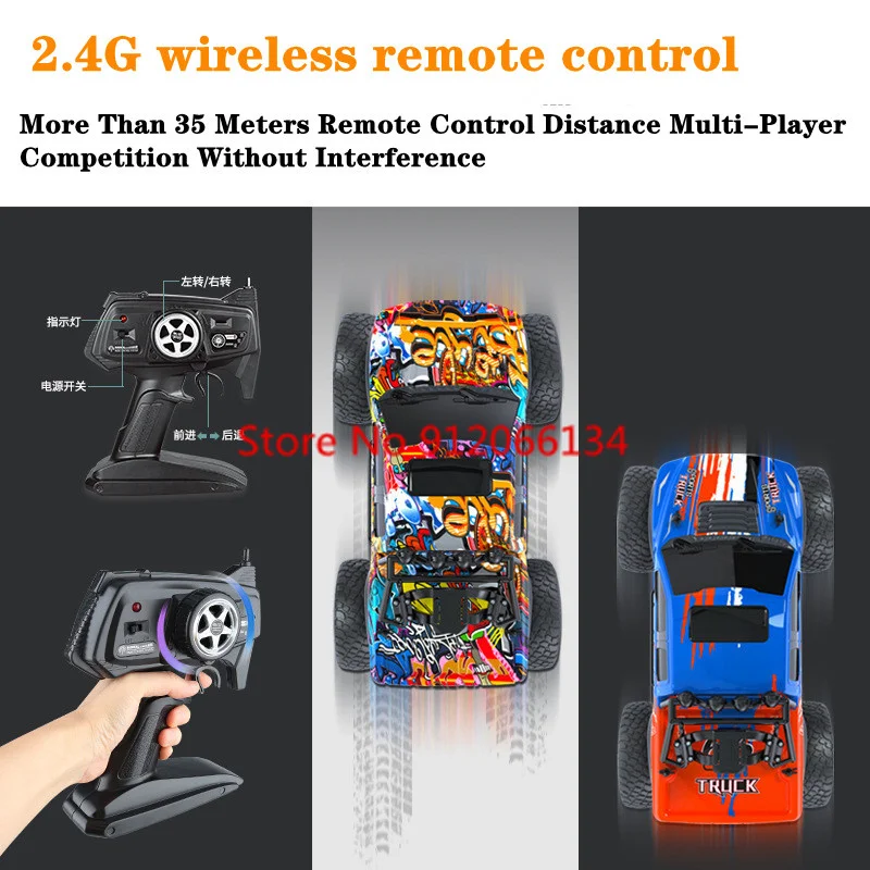 4K HD Camera 1:8 Large High Speed Remote Control Truck 2.4G 46CM 4WD LED Lighting Suspension Shock Absorbers RC Toy Car Boy Gift