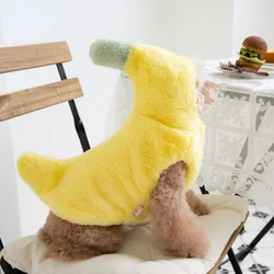 Vestido de invierno de transformación de plátano para mascotas, divertido vestido de Halloween, ropa de peluche cálida para perros y gatos, abrigo de plátano de felpa para cachorros