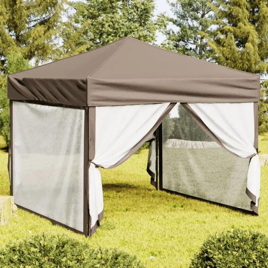 

Party Tent Taupe 210D Oxford Fabric 10 x 10 ft Foldable