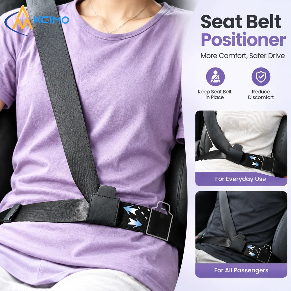 PU Leather Seat Belt Fixing Buckle, Vehicle Strap Tension Adjustment Clip, Comfortable Driving Pressure Reducer