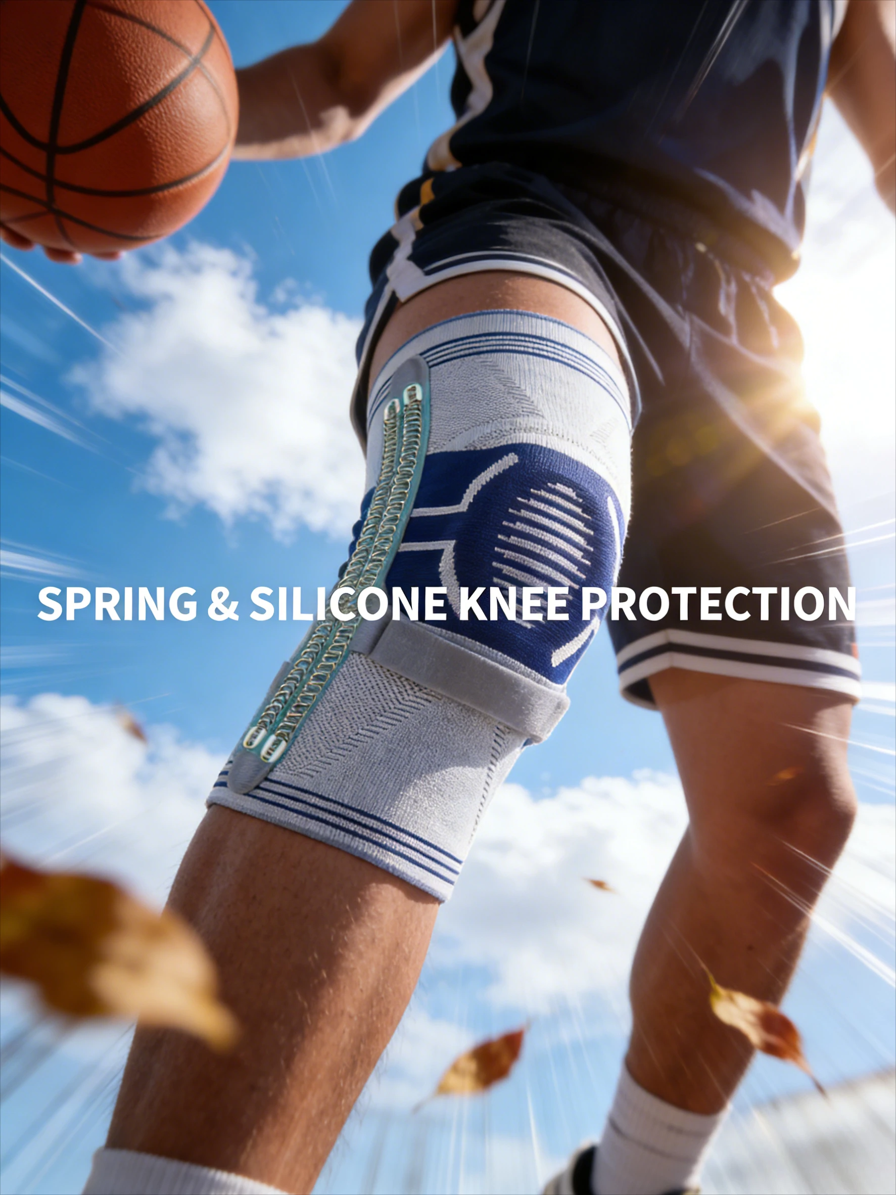 

Дышащие силиконовые наколенники с пружинным механизмом (пара) - компрессионная поддержка для баскетбола, бега и занятий спортом на открытом воздухе