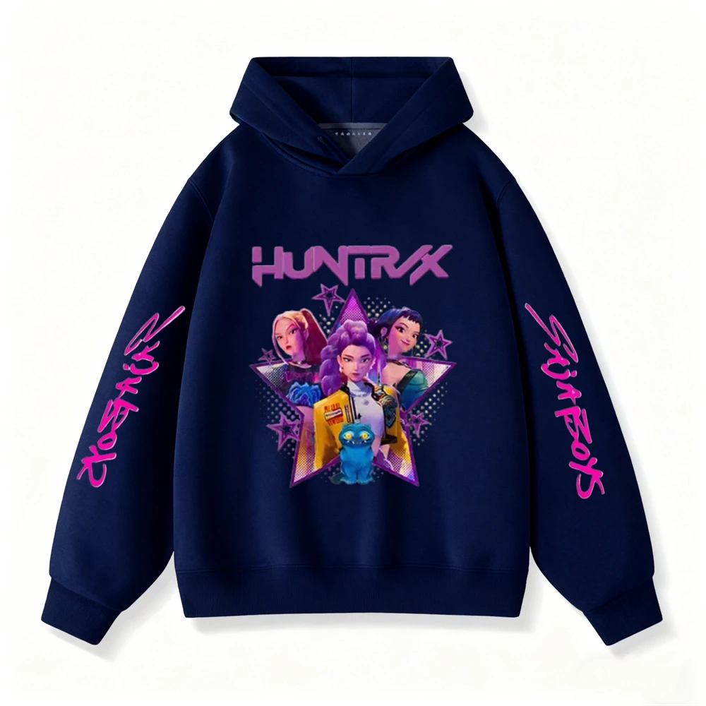 شيطان الصيادين Huntrix بلوزات العصرية هوديس غير رسمية نمط جديد الفتيات الطفل طويلة الأكمام طفل Crewneck مقنعين البلوفرات