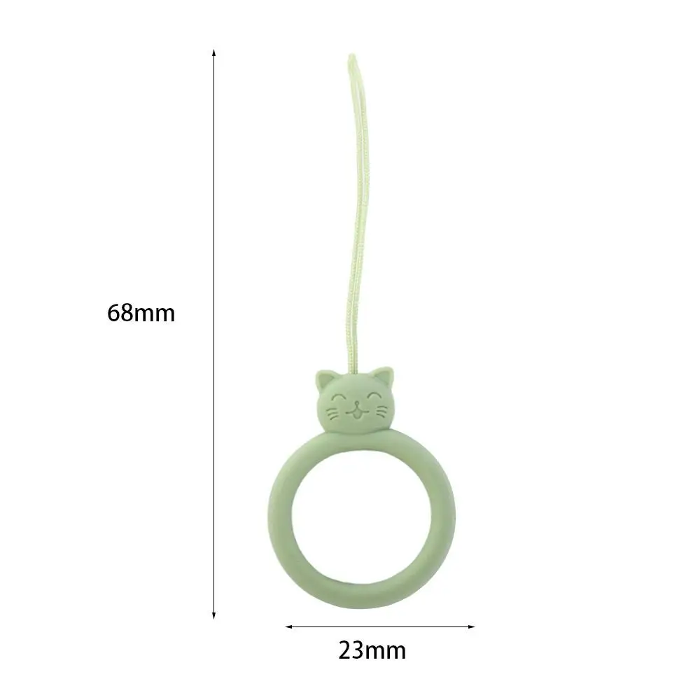 Anillo de dedo con colgante para teléfono móvil de gato de dibujos animados, cordón antipérdida de silicona, anillo colgante de silicona, funda corta suave para teléfono móvil