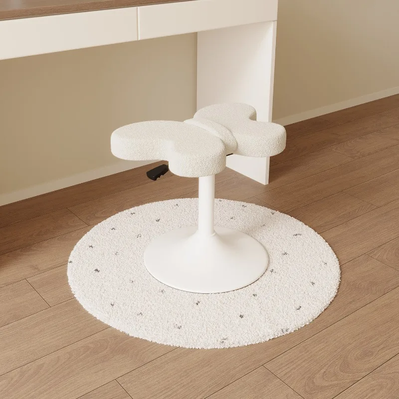 Cream Aesthetic Vanity Stool Modern Minimalist White Adjustable Swivel Chair Luxurious Dressing Seat Bedroom and Makeup
