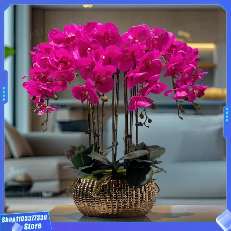 Realistic Artificial Phalaenopsis Orchid Plastic Fake Flower for Living Room TV Cabinet Home Decor Bionic Floral Arrangement