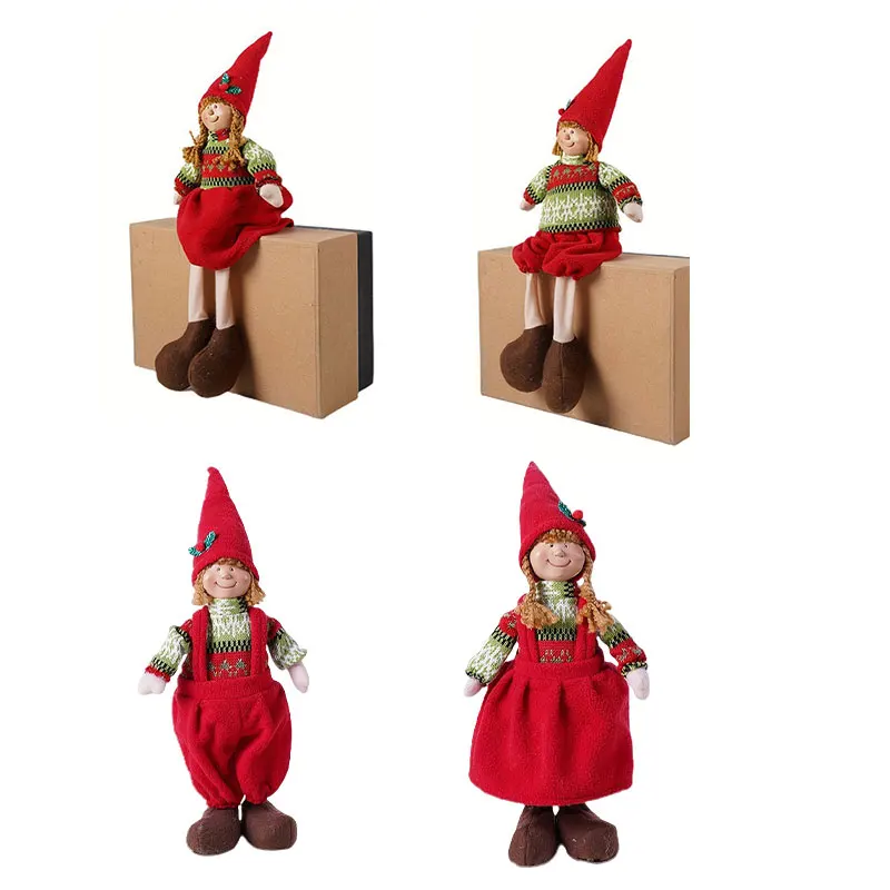 2-個クリスマス装飾人形卓上マントルピースリビングルームの装飾品赤い装飾クリスマス装飾品需要のあるクリスマス