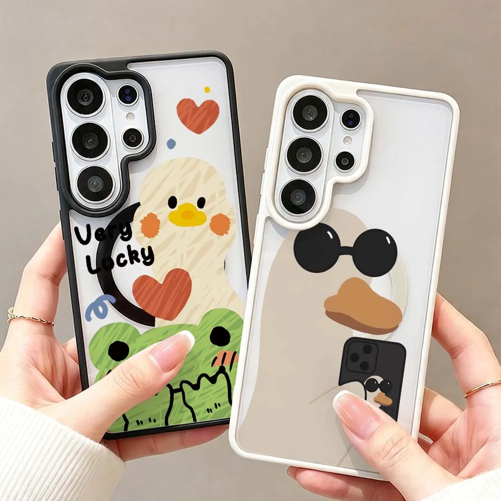 Duck Fashion Pattern Phone Case For Samsung Galaxy S26 S25 S24 S23 FE Plus Ultra Wireless Charge Magnetic Magsafe Cover