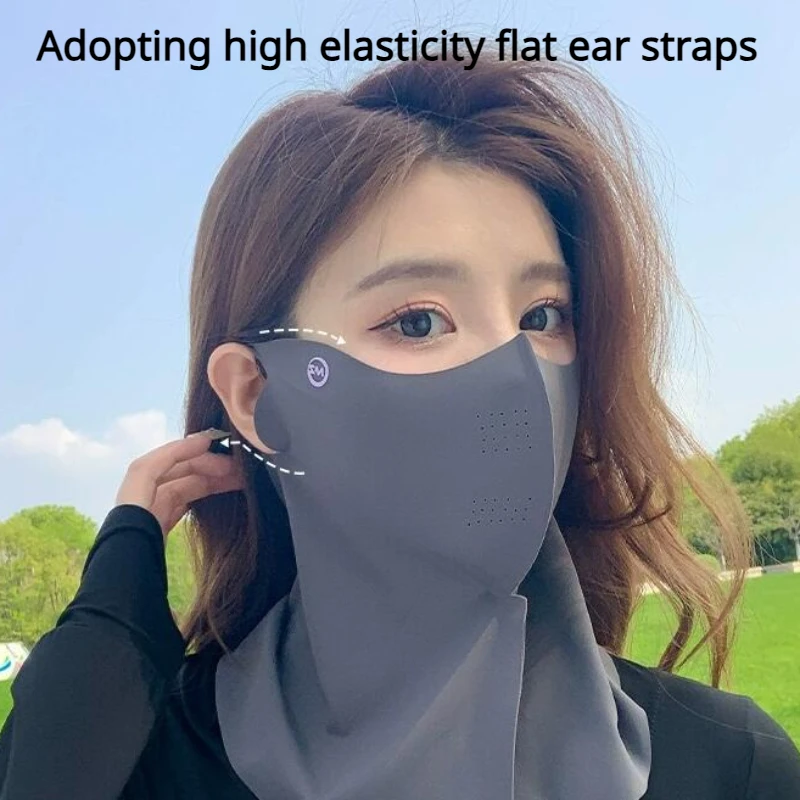 Women Summer UV Protection Neck Scarf Ice Silk Face Mask Cover Outdoor Wrap Cover Sports Cycling Sun Proof Sunscreen Dustproof