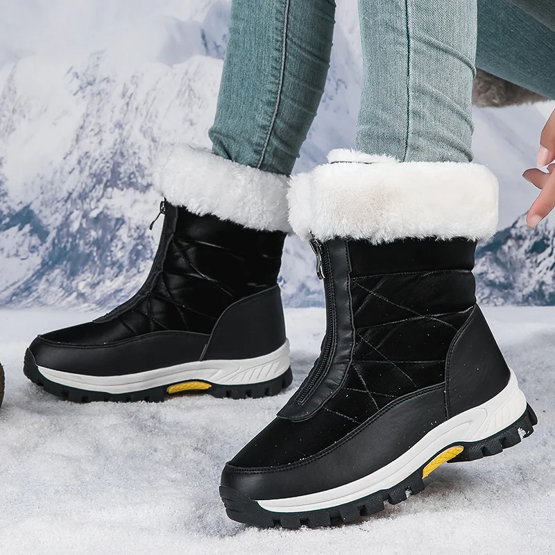 Women\'s Boots Winter Warm 2023 High Quality Ankle Snow Boots Women\'s Snow Boots Zipper Comfortable Waterproof Plush Hiking Boots