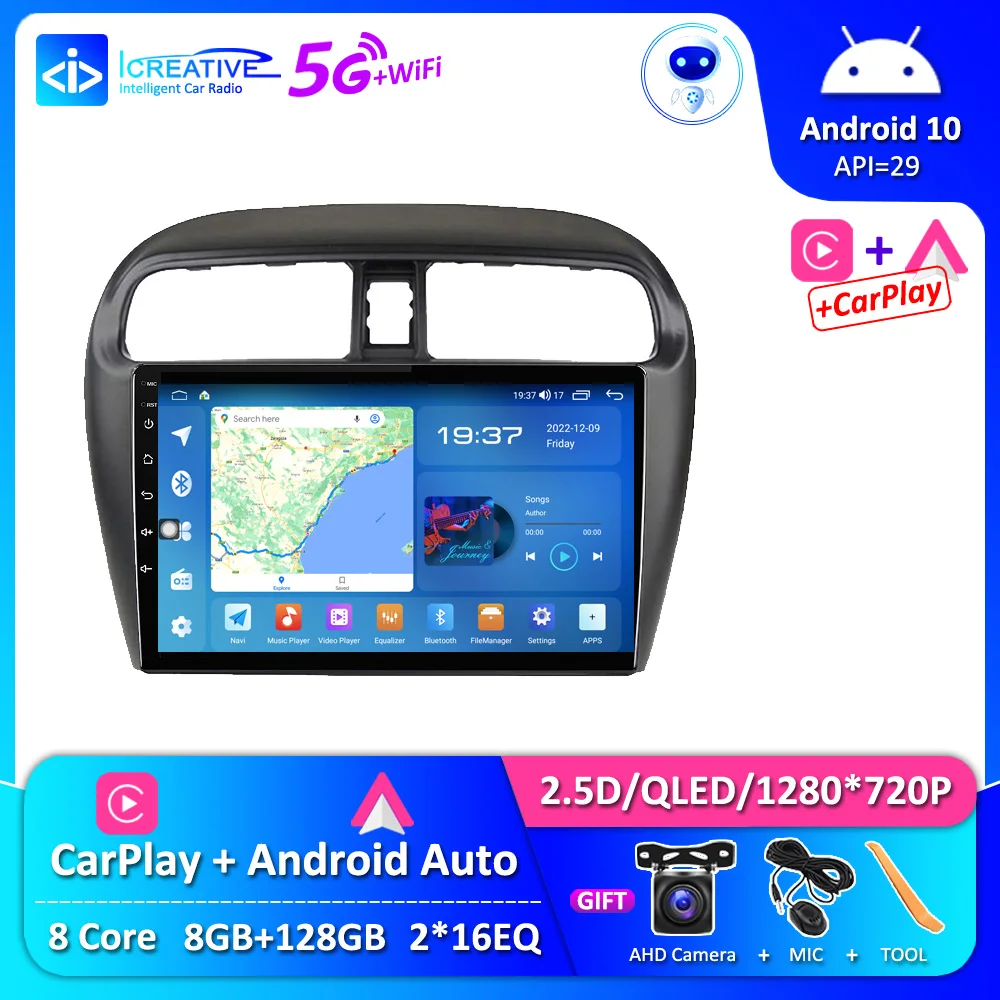 Car Radio Android 10.0 Auto For Mitsubishi Mirage Attrage 2012-2020 SpaceStar 2014 Multimedia Player GPS Stereo NAVI CarPlay HU