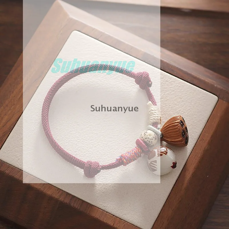 خمر بودي الخشب زهرة اللوتس سحر المنسوجة أساور مضفرة للنساء الرجال اليدوية حبل سلسلة أساور