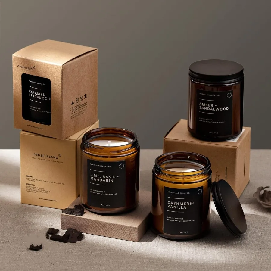 Свечи с ароматом табака и ванили для домашней атмосферы, 50-часовая долговечная свеча из соевого воска 100 с теплым ароматическим ароматом, идеально подходит