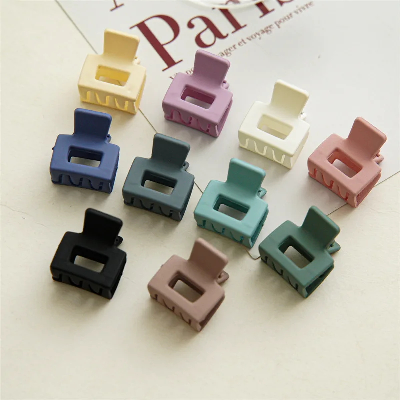 Korean Summer Frosted Cute Square Small Grab Clip Morandi Mini Hair Claws Crab Hair Clips Women Bangs Clips Barrettes Hairpins