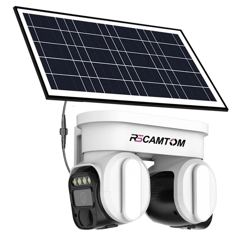 

Rscamtom Solar Surveillance Camera 360 Panoramic Surround View Human Detection Color Night Vision 4G solar camera