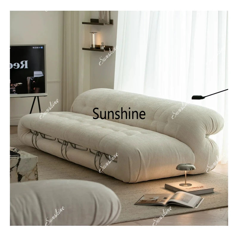 

Italian cream style design living room small apartment sofa simple and modern
