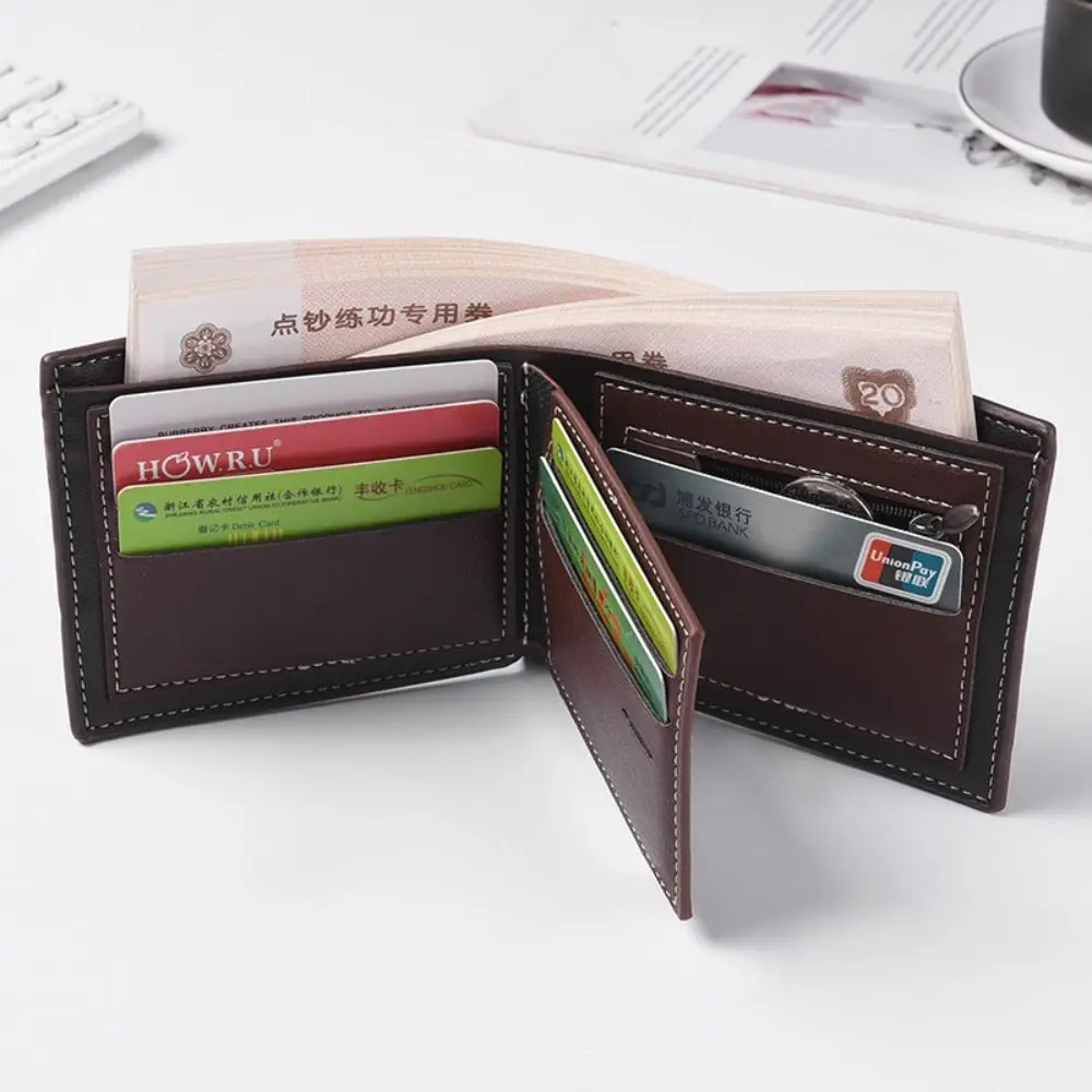 Fashion Tri-Fold Men's Short Wallet Thin Large Capacity Business Wallet Multi-card Slot Portable Card Holder For Men and Boys