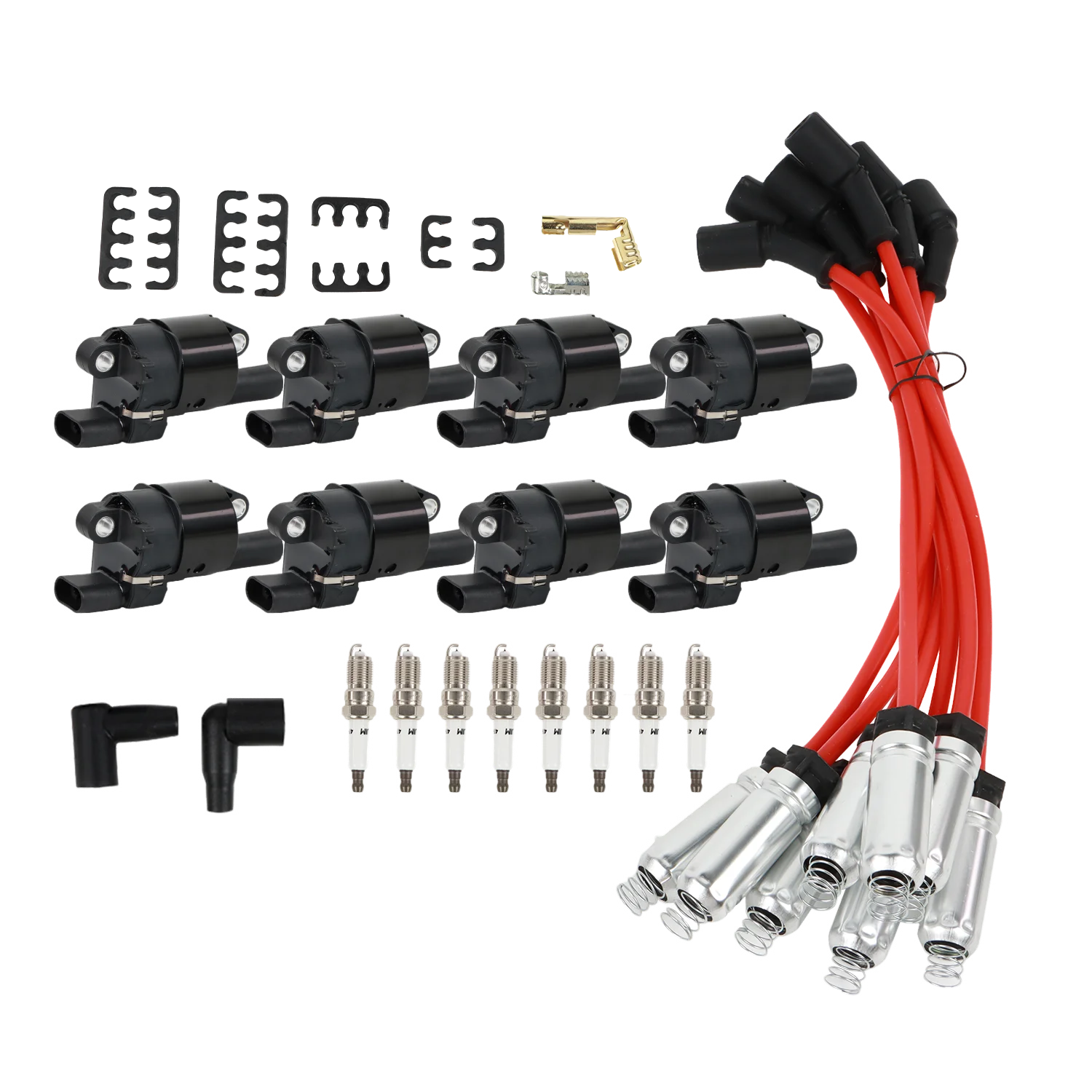 

8pcs Ignition Coils+8pcs Iridium Spark Plugs+8pcs Spark Plug Wires For GMC Chevy Silverado 1500 Tahoe 5.3L UF414 Car Engine Part