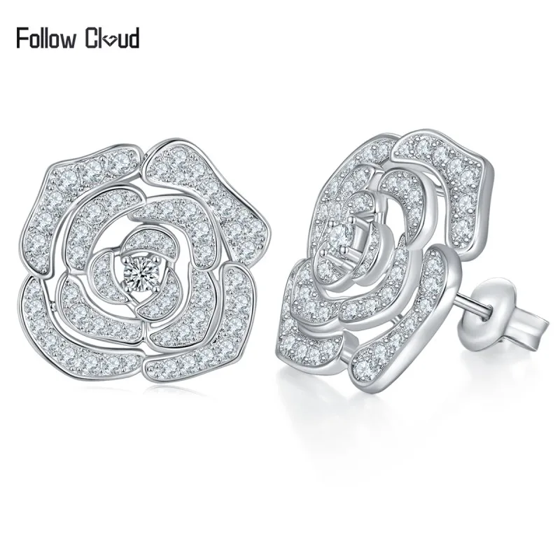 

Follow Cloud 1.18ct Flower Shape All Moissanite Stud Earrings for Women Sparkling Simulated Diamond Jewelry 925 Sterling Silver