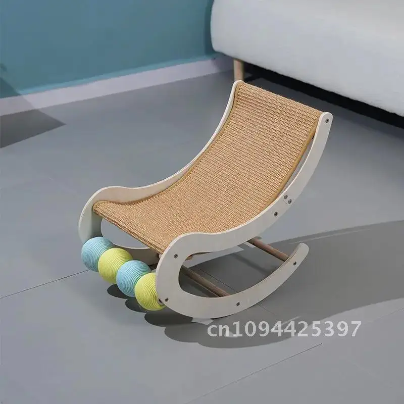 Pet Rocking Chair Cat Rocking Bed Mat with Paper Rope Ball Toy Kitten Swing Scratching Sisal Hammock Pet Supplies Dog Puppy