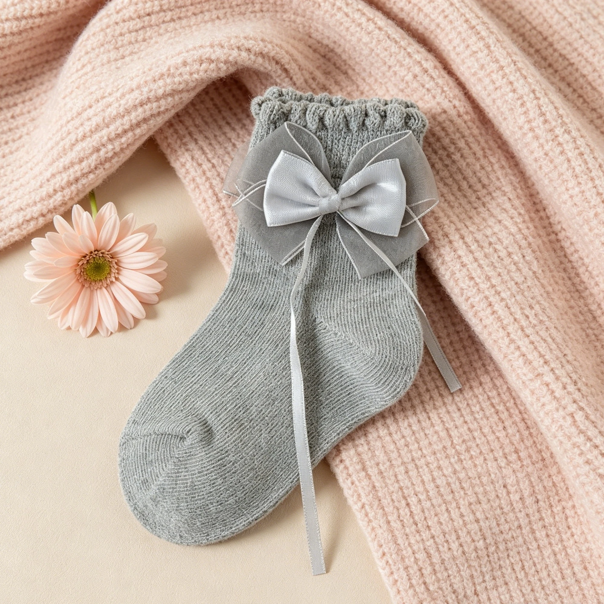 Toddler Baby Girls Crew Socks Fashion Breathable Bow Decor Ruffle Princess Ankle Socks
