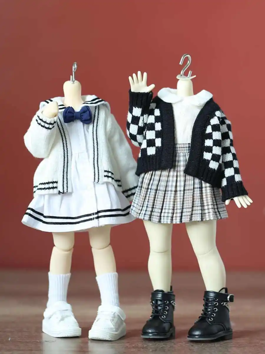 Handmade Fashion Jk Uniform 1/6 Doll Suit Long Sleeved Cardigan Doll Clothes Mini Toys Doll Accessories For 1/6 Bjd Yosd Doll