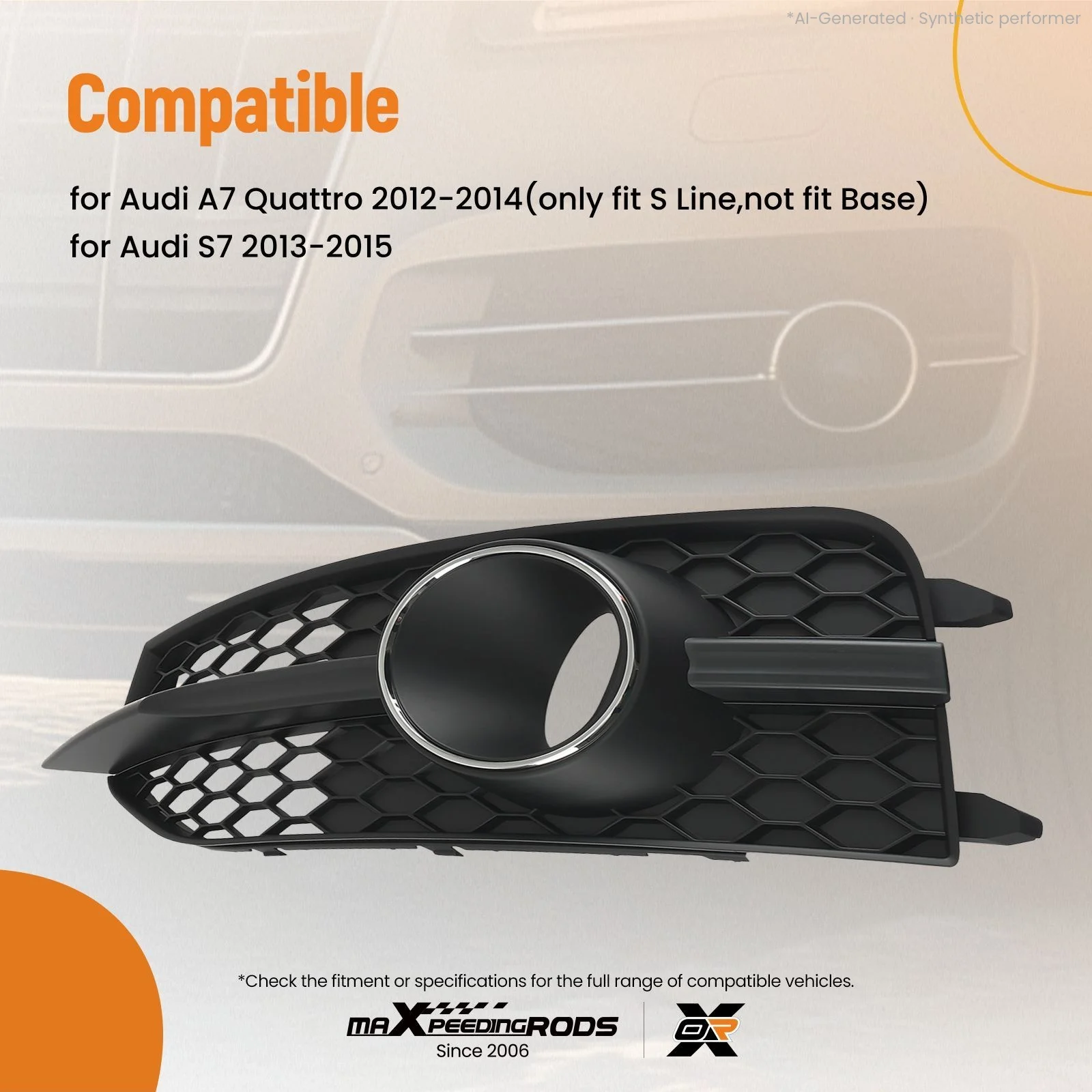 Pair Front Bumper Fog Light Grille Cover for Audi S7 2013-2015 4G8807682C9B9