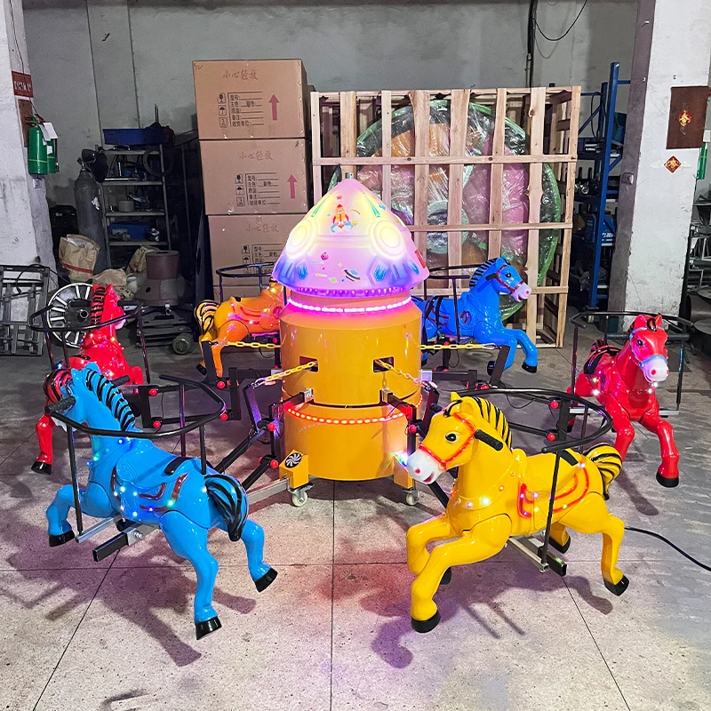 Kiddie Amusement Ride Electric Merry Go Round Outdoor Playground Equipment Mini Carousel Horse for Childrenpromote sales