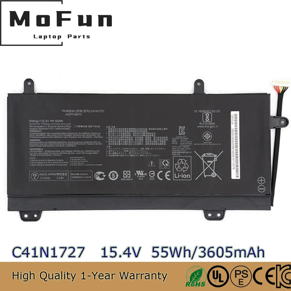 

C41N1727 Оригинальный аккумулятор емкостью 55 Втч, 3605 мАч для ASUS ROG GM501GM GM501GS GU501GM 0B200-02900000 4ICP7/48/70