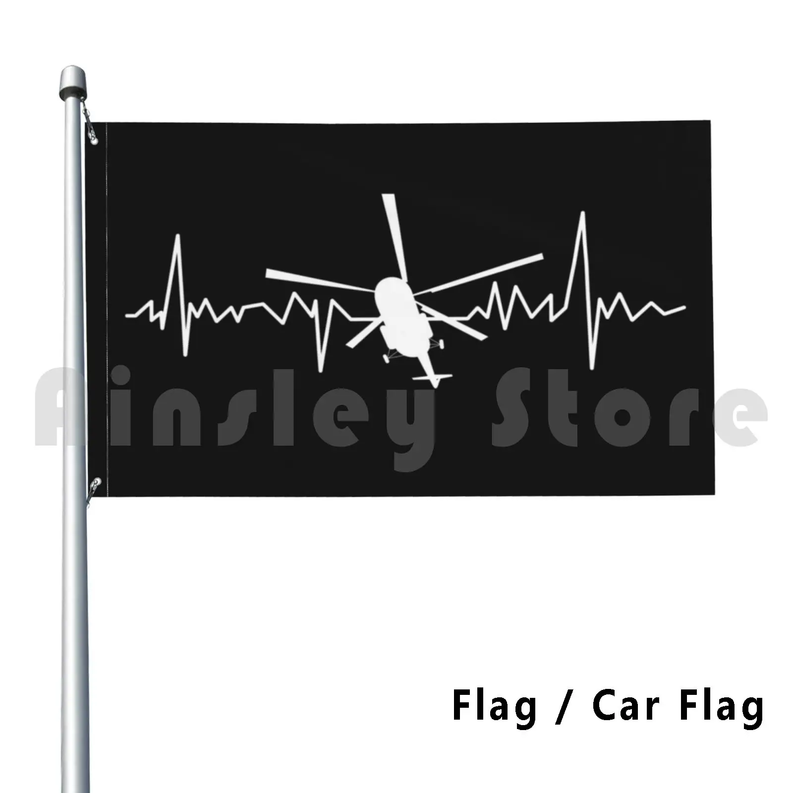 Helicopter Pilot Heartbeat Flag Car Flag Printing Custom Helicopter Aviation Fly Flying Flight Airport Travel