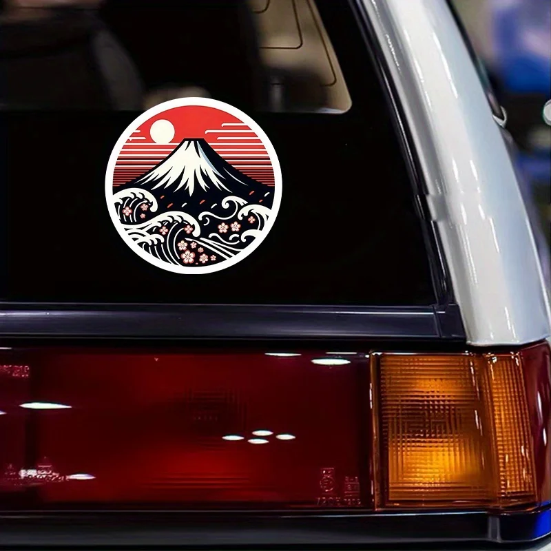 Japanese Fuji Mountain Sakura Car Sticker Waterproof Vinyl Decal JDM Retro Art Window Motorcycle Helmet Decor