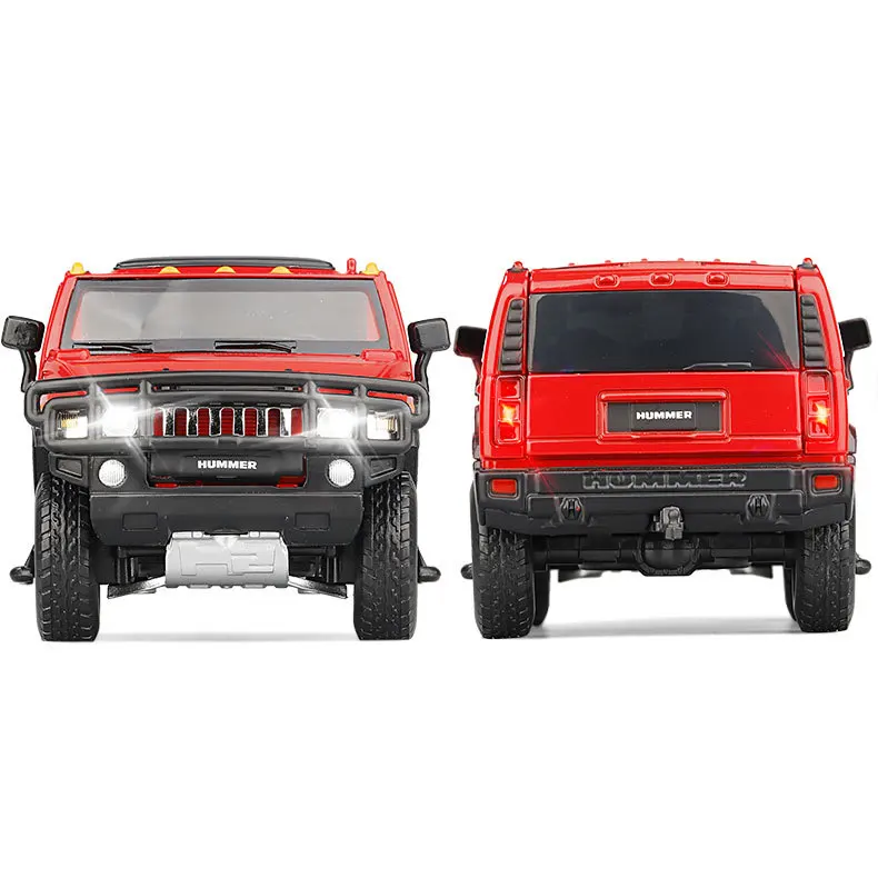 1/32 Hummer H2 SUV Off Road Toy Car JKM Diecast Metal Miniature Model Sound & Light Doors Openable Collection Gift for Kids Boy