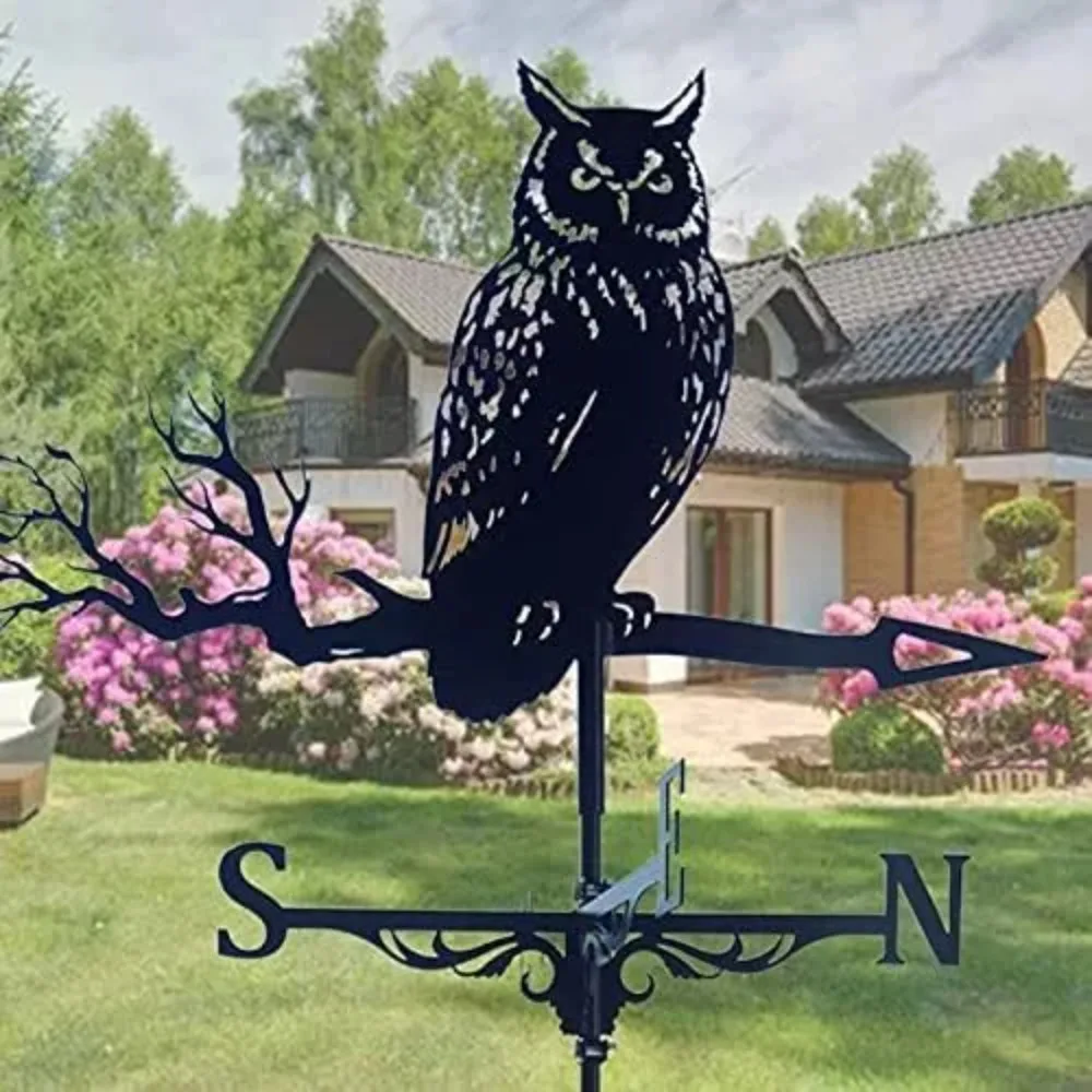 Black Metal Weather Vane Wind Indicator Weathercock Garden Shed House Decoration