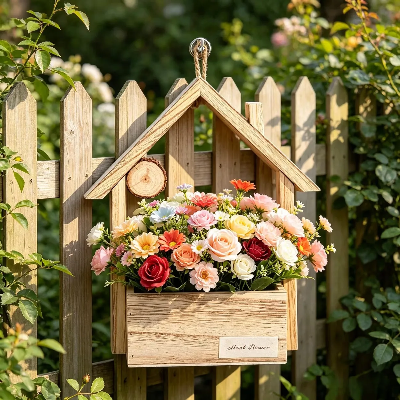 1/2pcs 2026 New Model Latest Top Wooden House Shaped Hanging Flower Basket Vintage Wall Decor For Garden Home Valentine Ornament