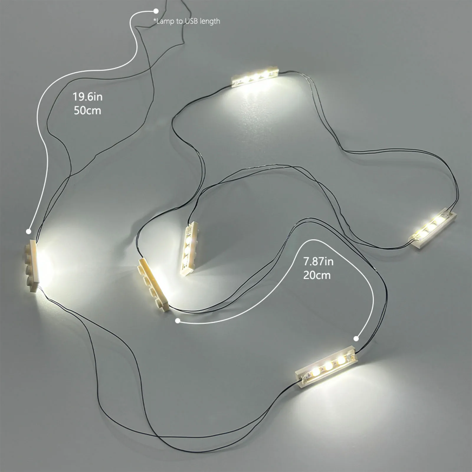 Iluminação de tijolo LED quatro/seis em um, conectada em série, alimentada por USB, acende seus blocos de construção