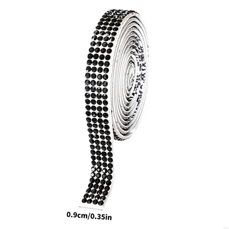 반짝이는 모조 다이너스 리본 리본 1 마당 롤 크리스탈 리본 롤 접착제 리본 웨딩 케이크 장식을위한 리본 Y08E