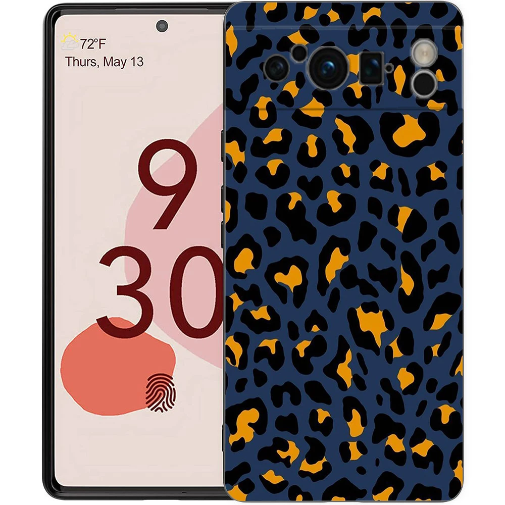 Leopard Print Pattern Phone Case For Google Pixel 8 7 6 Pro 6A 7A 5G Soft Silicone Shockproof TPU Black Cover Fundas