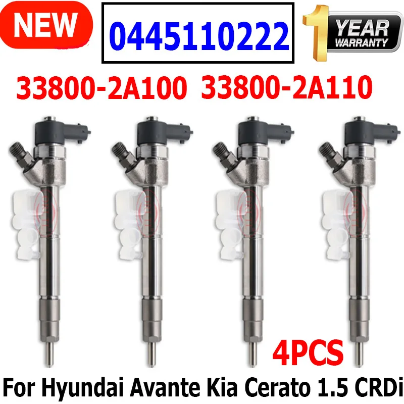 4PCS NEW 0445110223 33800-2A100 33800-2A110 High Quality Injector 338002A100 338002A110 for Hyundai /Kia Cerato 1.5 CRDi